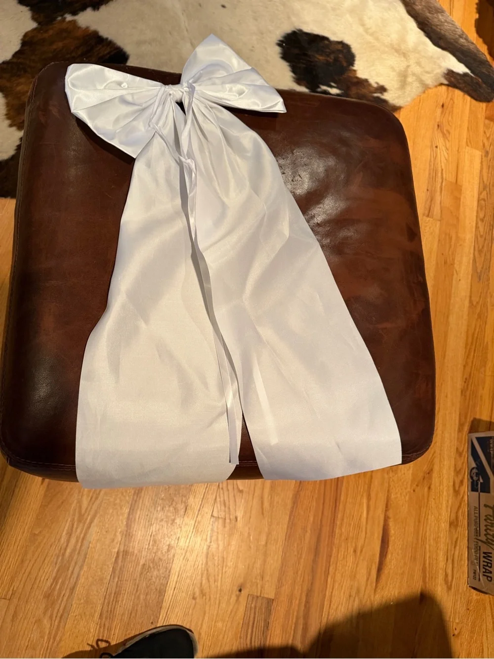 White Satin Wedding Bows with Long Tails set of 12